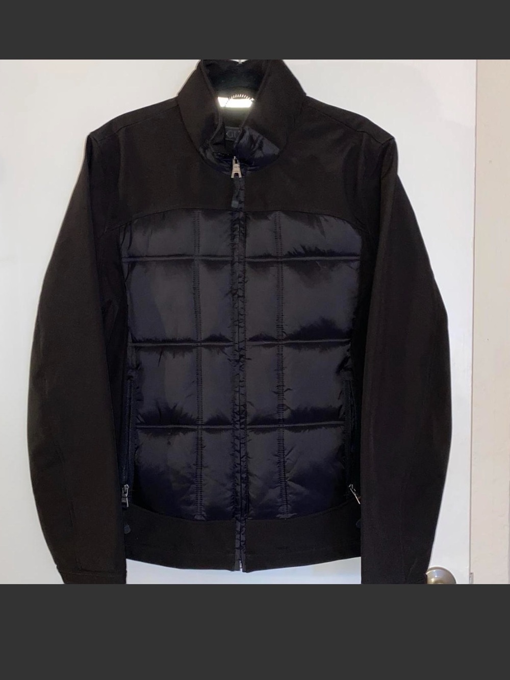 Men's Black Guess Quilted Panel Jacket